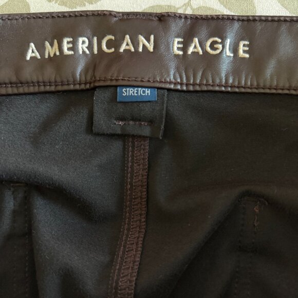 American Eagle Faux Leather Straight Leg Pants (Brown) - Picture 3 of 4